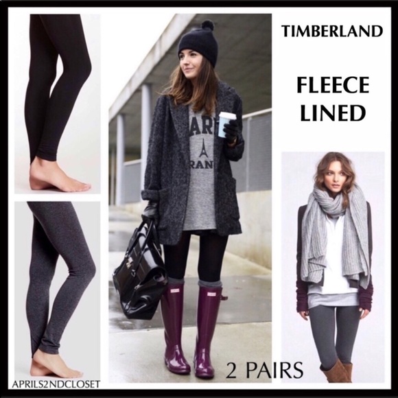 TIMBERLAND 2 FLEECE LINED LEGGINGS TIGHTS A2C - Picture 9 of 16